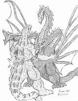 Godzilla Ghidorah Adora Monster Kaijubattle Kaiju Mandala sketch template