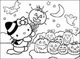 Kitty Halloween Hello Coloring Pages Only Go sketch template