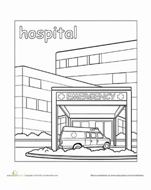 hospital worksheet educationcom preschool coloring pages