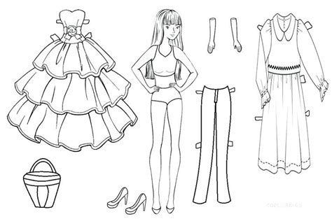 paper doll coloring pages  printable templates dolls princess