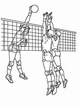 Voleibol Colorear Coloring Volleyball Blocking Jugadores Jugando Letscolorit Players sketch template