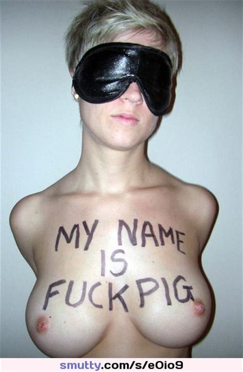 Blindfold Submissive Slave Bodywriting Humiliation