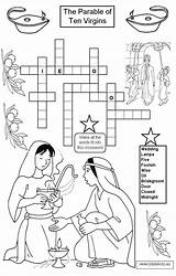 Virgins Ten Bible Parables Parable Jesus Coloring Kids School Sunday Sheets Activities Crossword Crafts Lessons Pages Story Church Bridesmaids Lamps sketch template