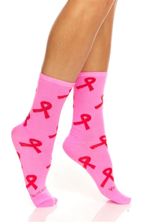 Pink Ribbon Breast Cancer Awareness Crew Socks For Women Size 9 11 Bulk