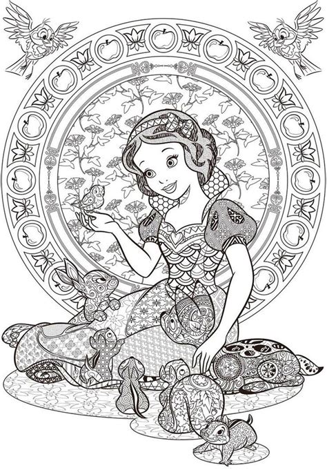 adult coloring pages disney detailed zentangle art  snow white