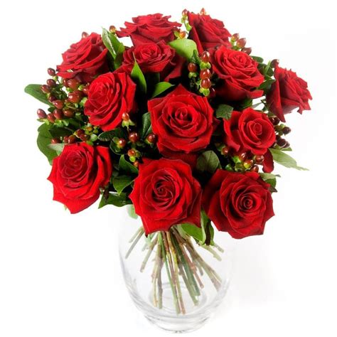 twelve red roses fresh flower bouquet hand tied collection of 12 red