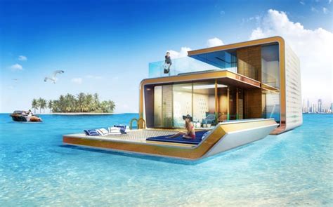 floating seahorse holiday villas underway  dubai