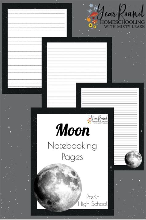 moon notebooking pages year  homeschooling
