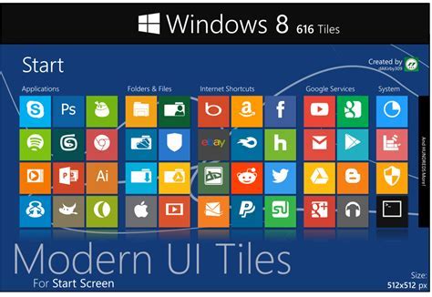 Modern UI Tiles Icon Set   616 Tiles by dAKirby309 on  