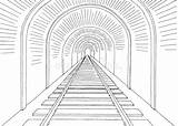 白 矢量 列车 绘图 隧道 铁路 出口 sketch template