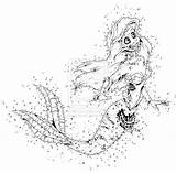Mermaid Scary Coloring Template Ariel Pages sketch template