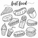 Food Drawing Junk Fast Sketches Sketch Unhealthy Drawings Doodles Graphicriver Cartoon Kids Hot Doodle Draw Foods Sandwich Pencil Dog Soda sketch template