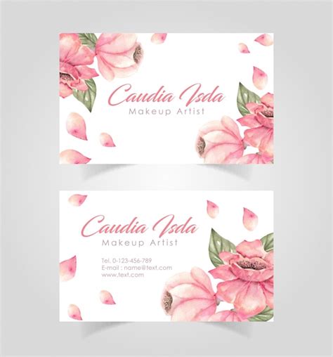 floral business card design template premium vector