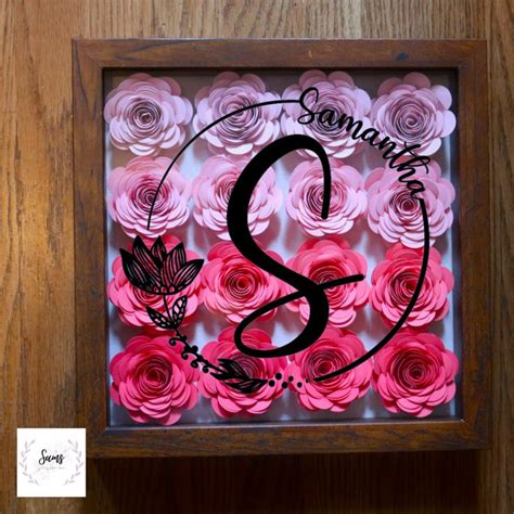 personalized ombre rose shadow box gift rose flower shadow box