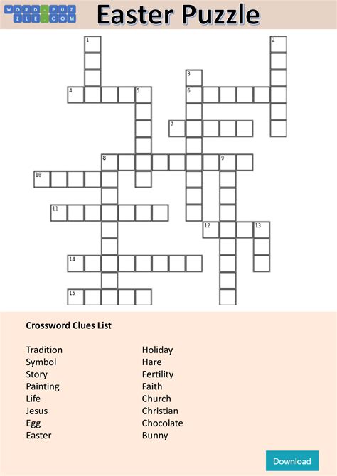 crossword puzzle easter templates  allbusinesstemplatescom