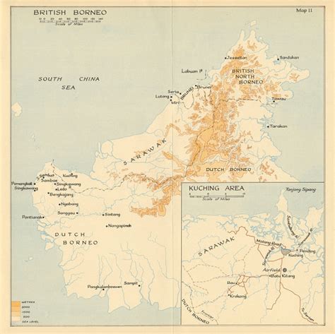 british borneo  sarawak brunei kuching area   vintage map chart ebay