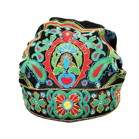 Women Mexican Style Ethnic Vintage Embroidery Flowers Bandanas Red