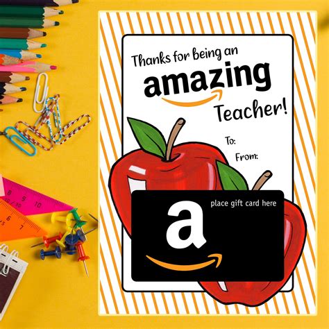 teacher printable amazon gift card holder  easy etsy