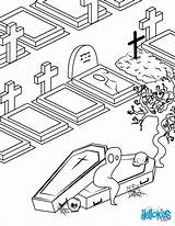 Cemetery Coloring Pages Graveyard Spooks Color Drawing Hellokids Halloween Print Getcolorings Printable Popular sketch template