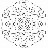 Mandala Colorare Cuore Fiore Cuori sketch template