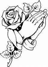 Hands Praying Coloring Cross Drawing Pages Rose Prayer Tattoo Roses Drawings Tattoos Crosses Rest Hand Peace Clipart Pencil Cultured Copy sketch template