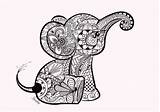 Zentangle Elephants 1267 sketch template