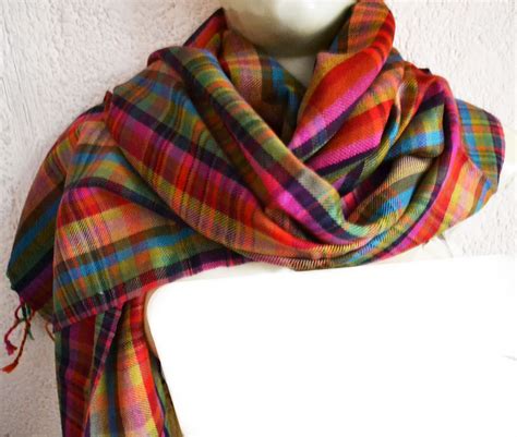 plaid check pashmina  cashmere shawl scarf wrap