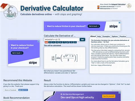 derivative calculator mathslinks