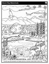 Coloring Sheets Pages Glacier Sheet Bay National Park Mountains Streams Service Template Getdrawings sketch template
