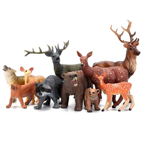 bolmaz woodland animals figurines toys  piece realistic plastic wild