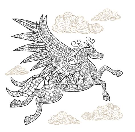 pegasus winged horse adult coloring page craftfoxes