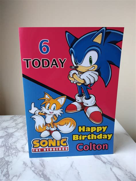 personalised sonic  hedgehog birthday card  versions etsy