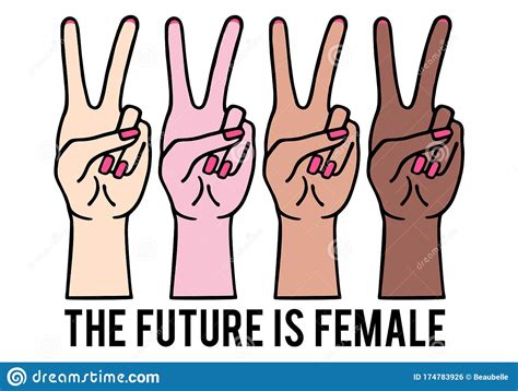 Female Hands With Peace Sign Girl Power Vector Illustration Stock
