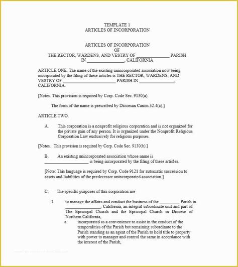 articles  organization template  articles  incorporation