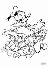 Coloring Donald Nephews His Pages Nephew Drawing sketch template