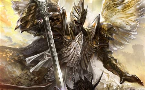 warrior angelsarmor swords helmet wings fantasy wallpapers hd