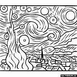 Gogh Van Starry Night Coloring Vincent Pages Drawing Pintura Paintings Painting Atividades Color Desenhos Getdrawings Thecolor Arte Noite Estrelada Kids sketch template