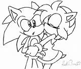 Sonamy Kiss Pages Sonic Coloring Amy Just Deviantart Kissing Template sketch template