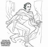 Star Leia Procoloring Amidala Jedi sketch template