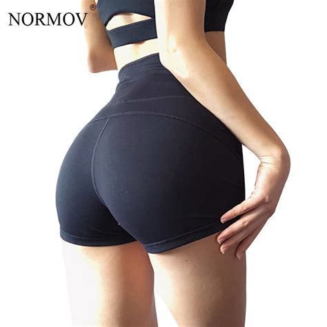Normov Solid Black High Waist Shorts Women Summer Sexy Push Up Workout