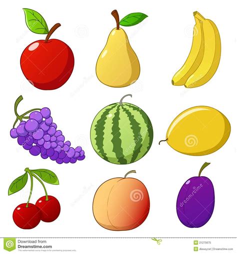 ajuste frutas desenhadas mao dos desenhos animados foto de stock