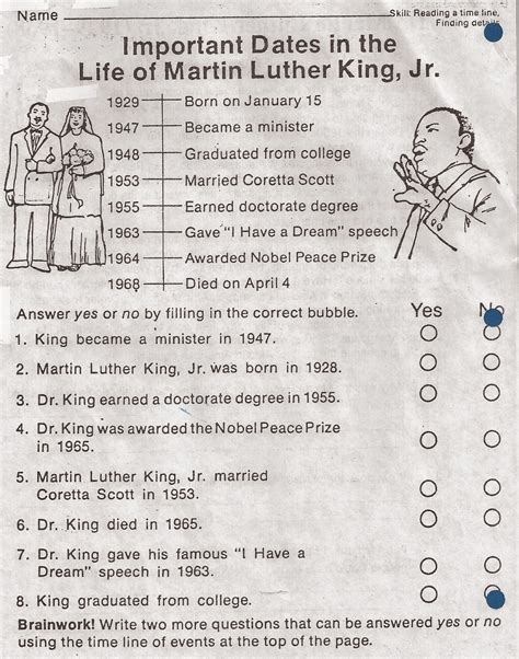printable martin luther king worksheets