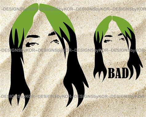 svg png files  billie eilish style silhouette hair  etsy