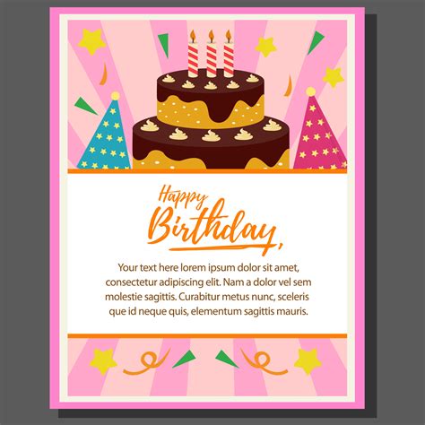 happy birthday theme poster  cake tower  flat style  vector