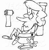 Toilet Coloring Cartoon Woman Stuck Toilets Vector Outlined Pages Clipart Getdrawings sketch template