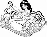 Coloring Jasmine Pages Princess Disney Mulan Rajah sketch template