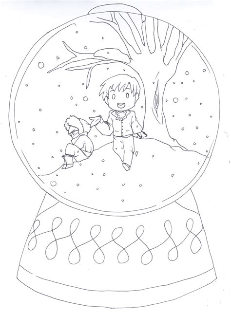 snow globe coloring page sketch coloring page