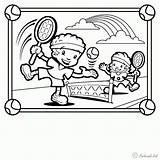 Coloring Pages Kids Sports Tennis Playing Printable Children Sandbox Book Clipart Print Popular Template Comments Coloringhome sketch template