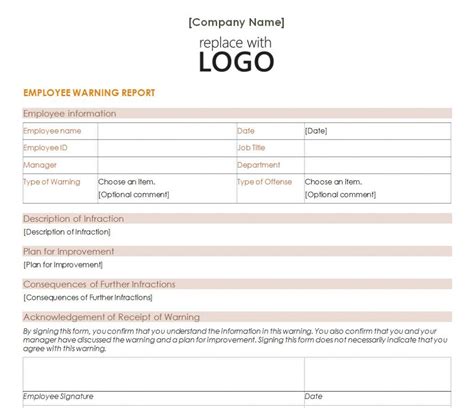 printable verbal warning form garvale