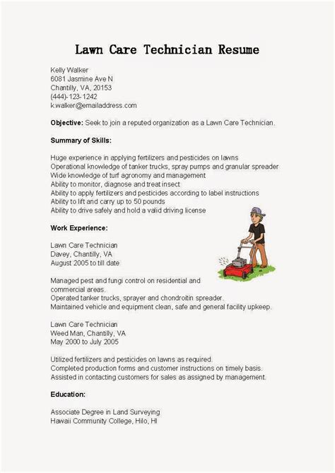 resume samples lawn care technician resume sample
